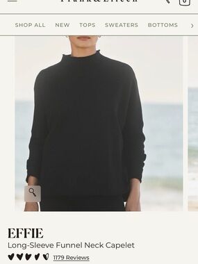 Frank & Eileen Effie Funnel-Neck Long-Sleeve Capelet — Black